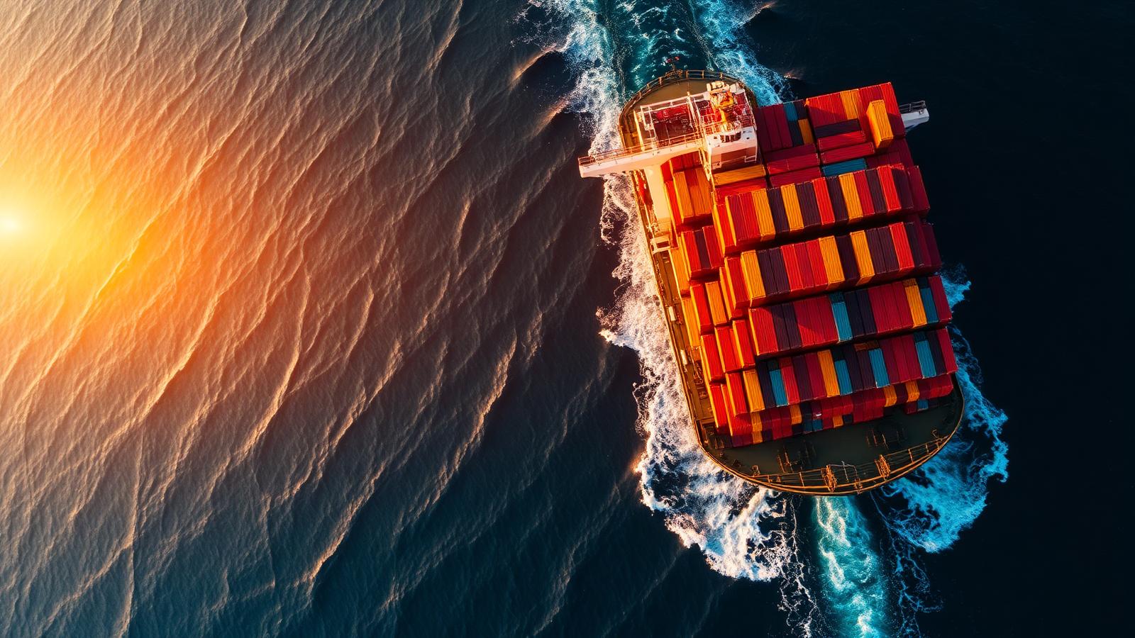 Ocean container ship at sea